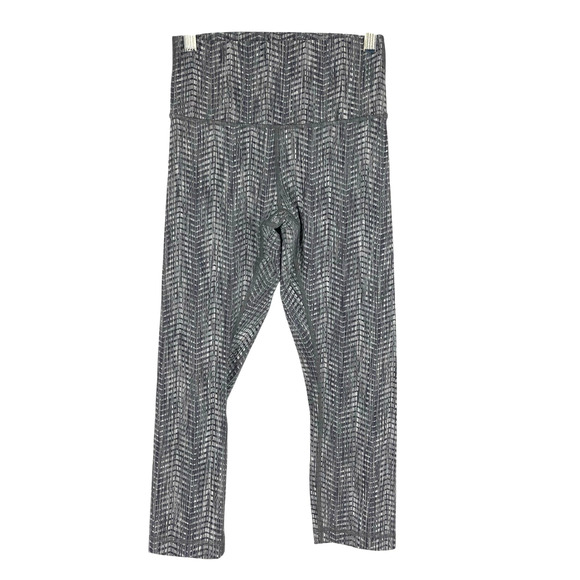 Lululemon Wunder Under HR 21" Luon Arrow Jacquard Battleship Silver Spoon Size 4 - Picture 1 of 11